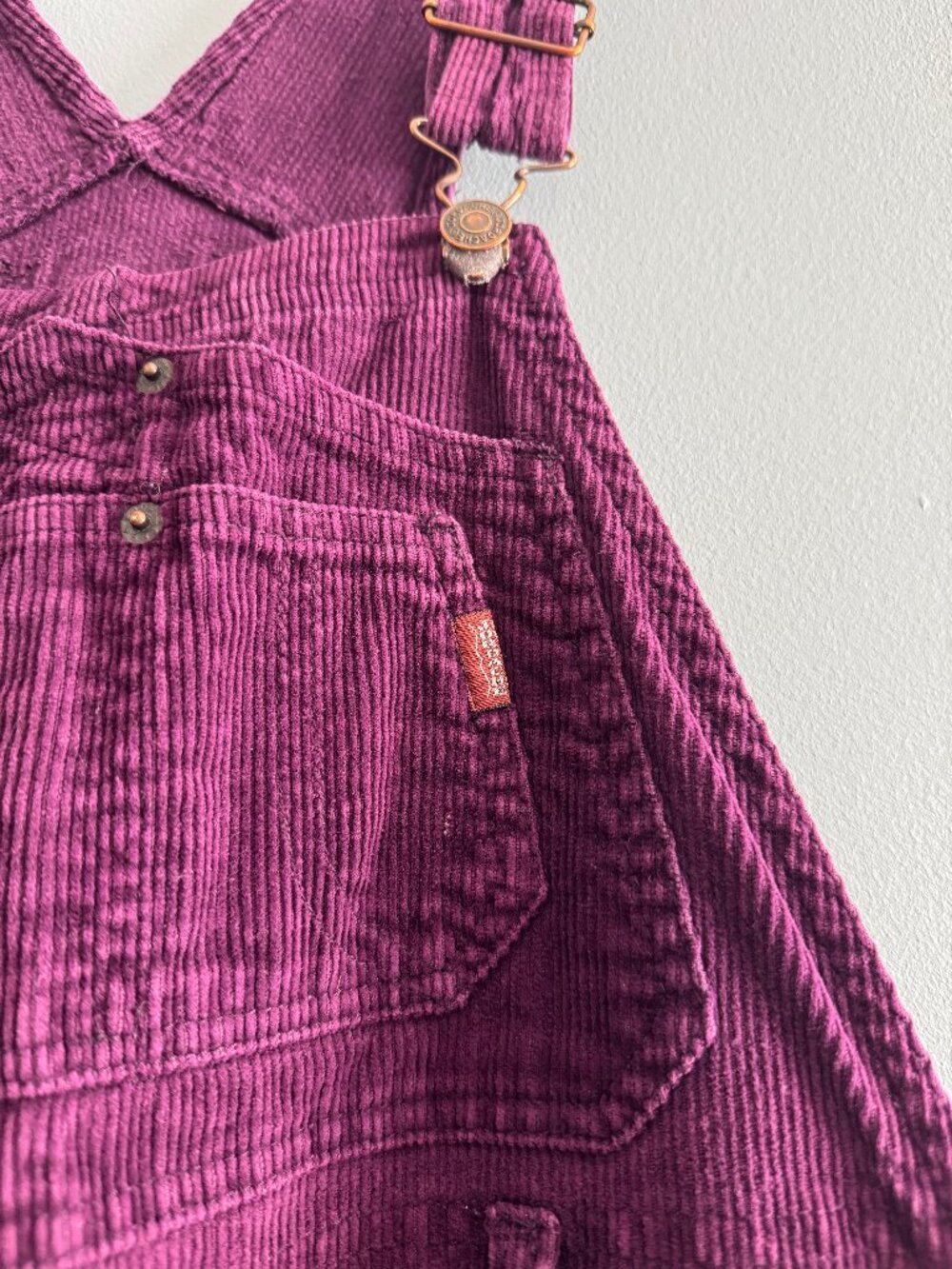 Vintage Jordache Overalls Woman Size M Purple Corduroy Carpenter Pants Bibs - Picture 2 of 6